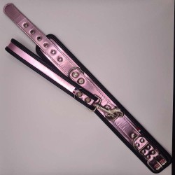 Laisse + collier cuir rose