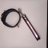 Laisse + collier cuir rose