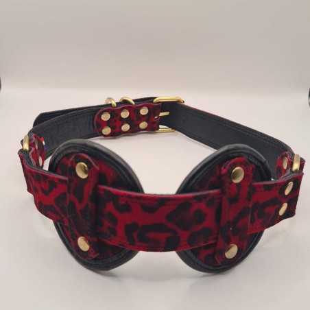 Bandeau hard 73cm léopard rouge et  doré