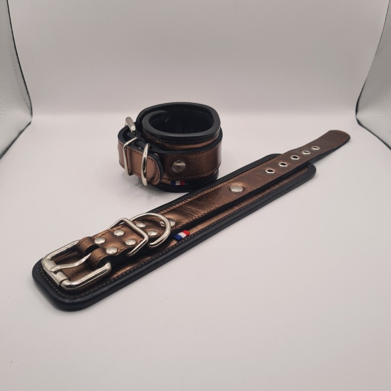 Menottes poignet 35cm or rose , bord noir