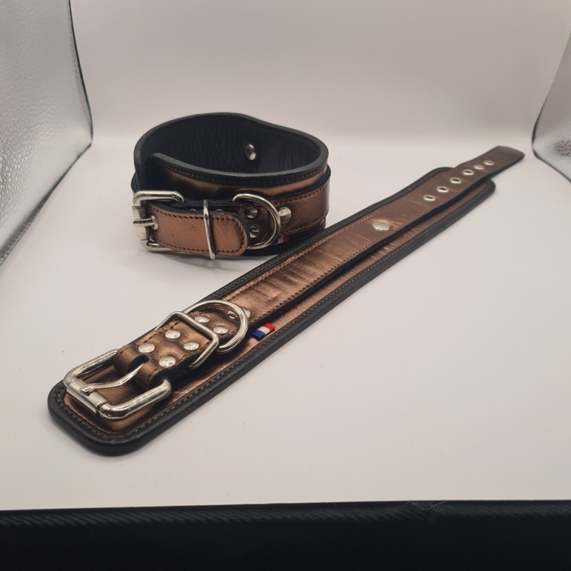 Menottes chevilles 45cm or rose , bord noir