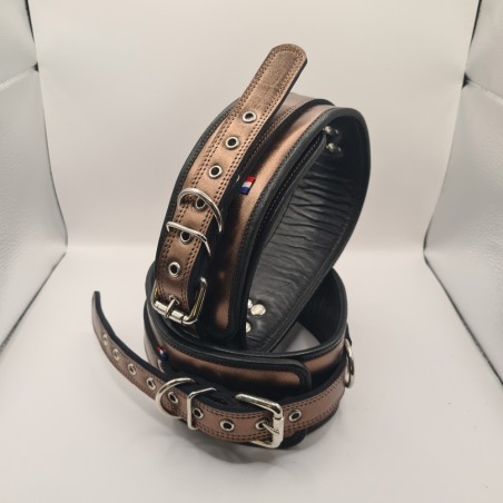 Menottes cuisses 75cm or rose , bord noir